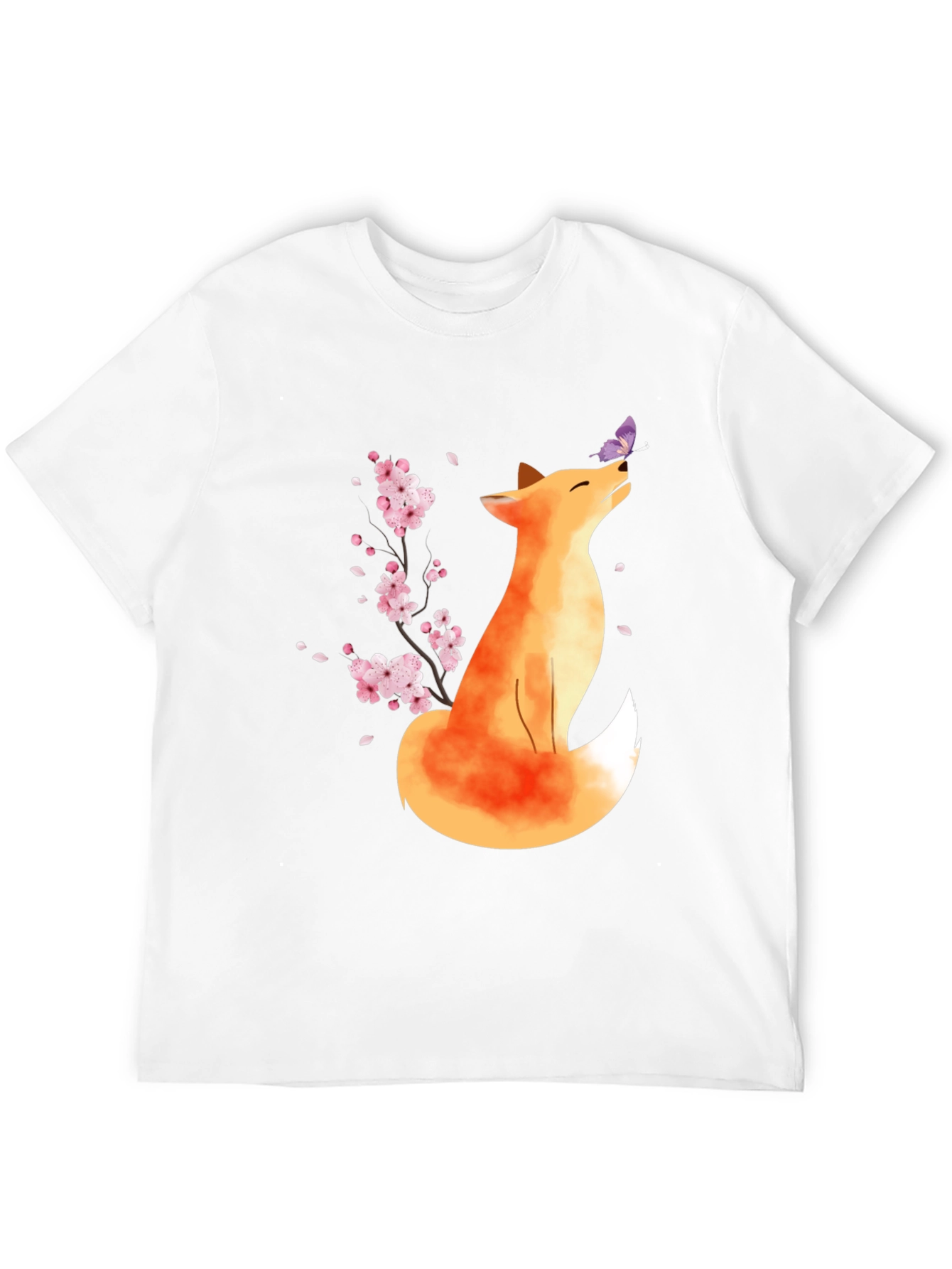 Fox and Butterfly Black T-Shirt