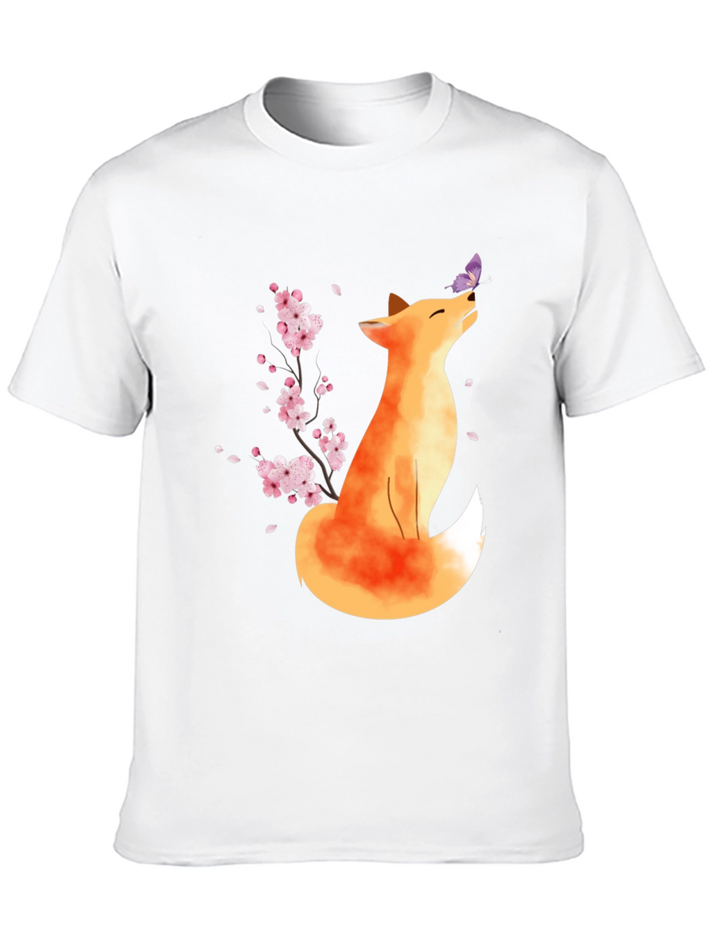 Fox and Butterfly Black T-Shirt