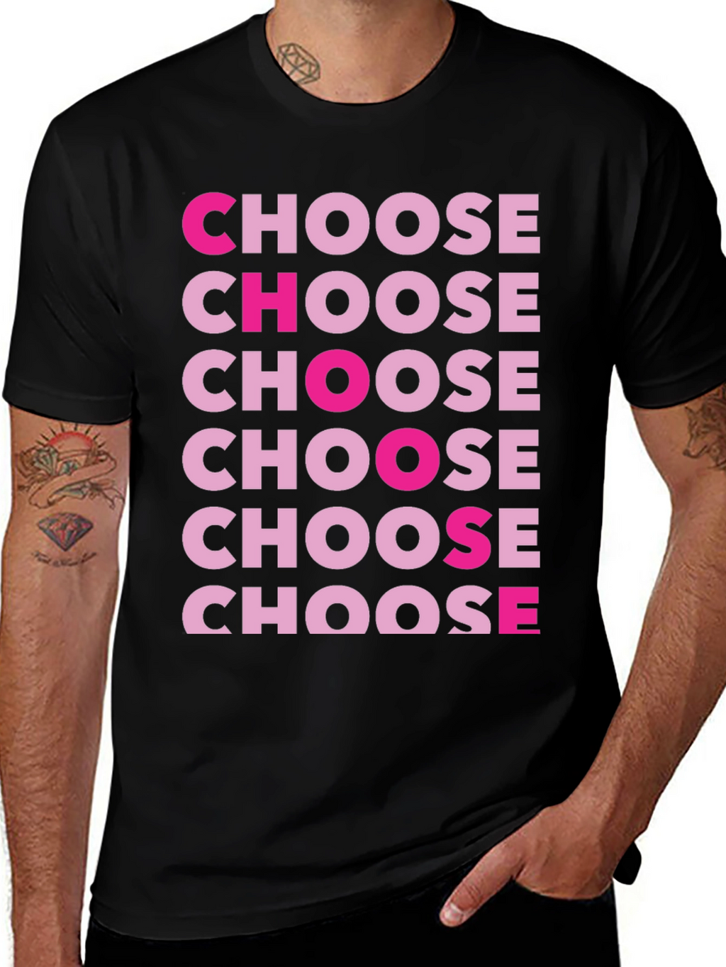 Choose Graphic Print Crew Neck T-Shirt