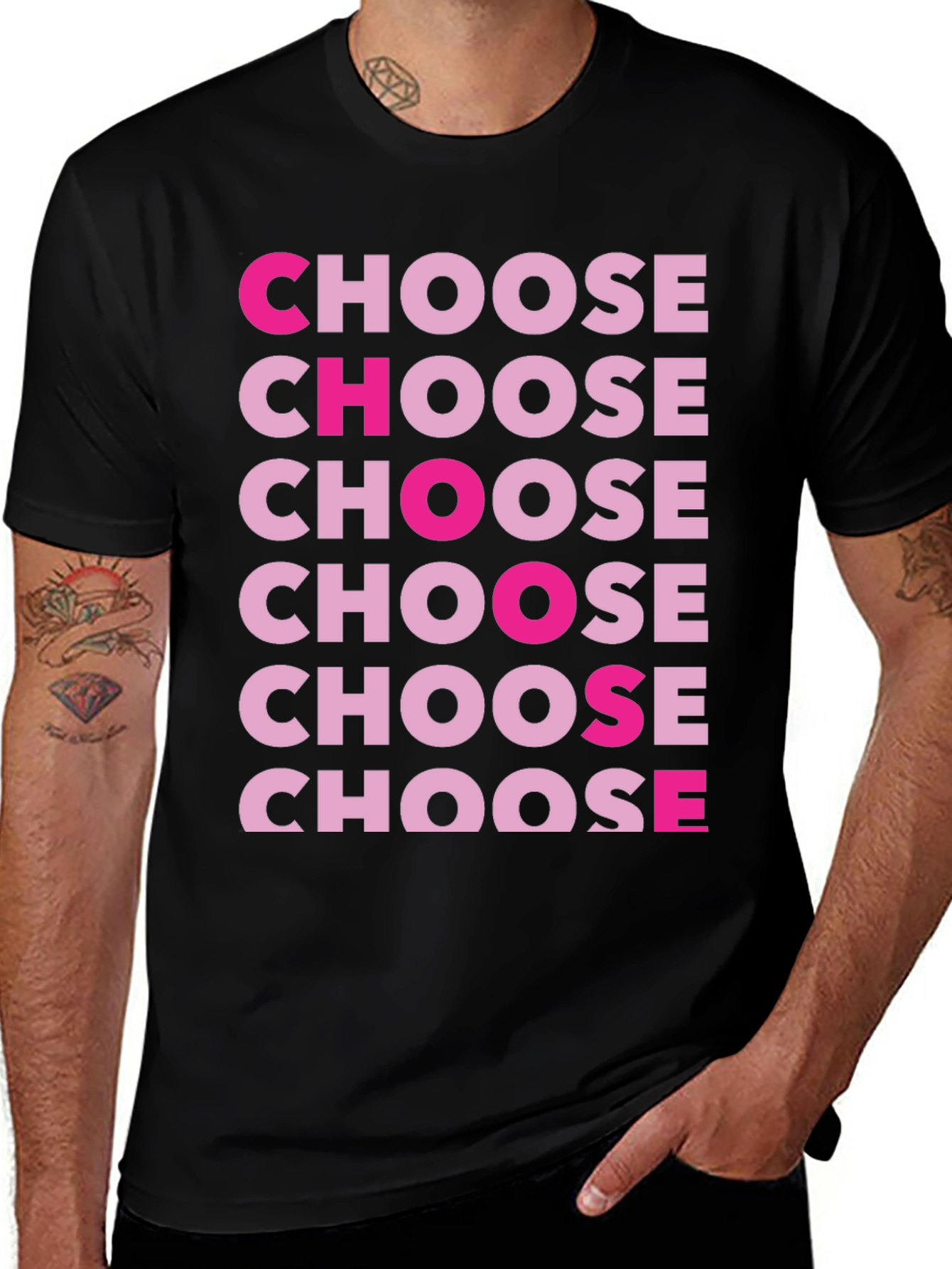 Choose Graphic Print Crew Neck T-Shirt