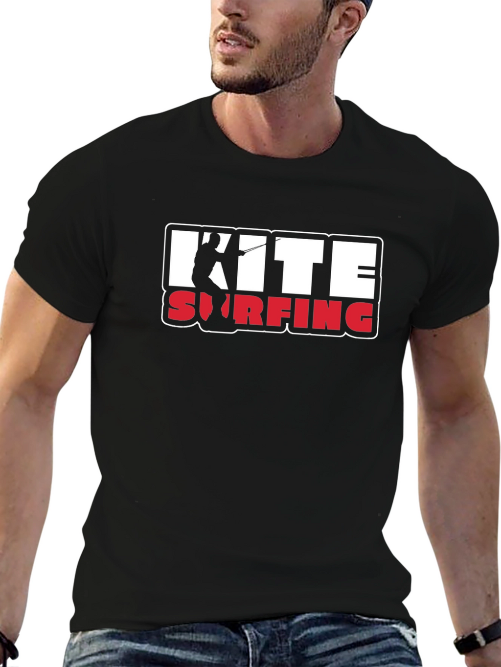 Kite Surfing Graphic Tee - Black