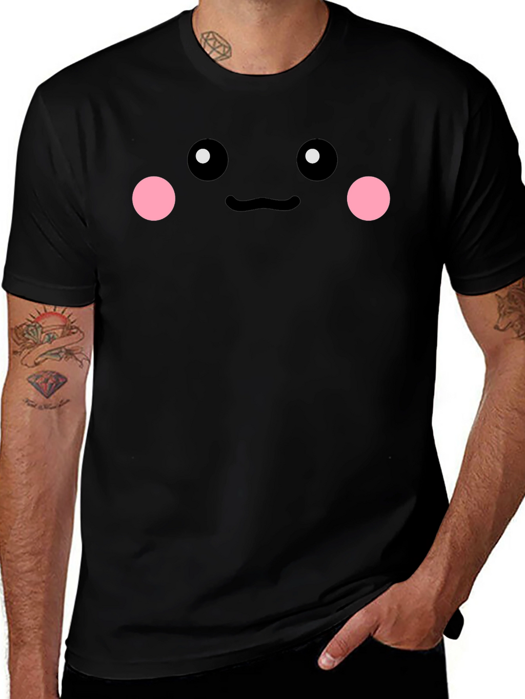 Cute Face Graphic Tee - Black Unisex Shirt
