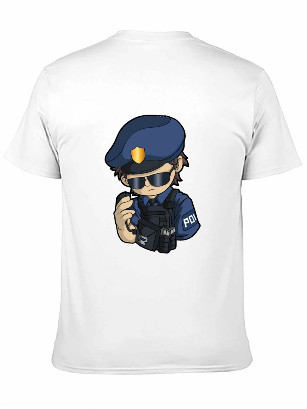 Police Cartoon Character Graphic Tee - Black