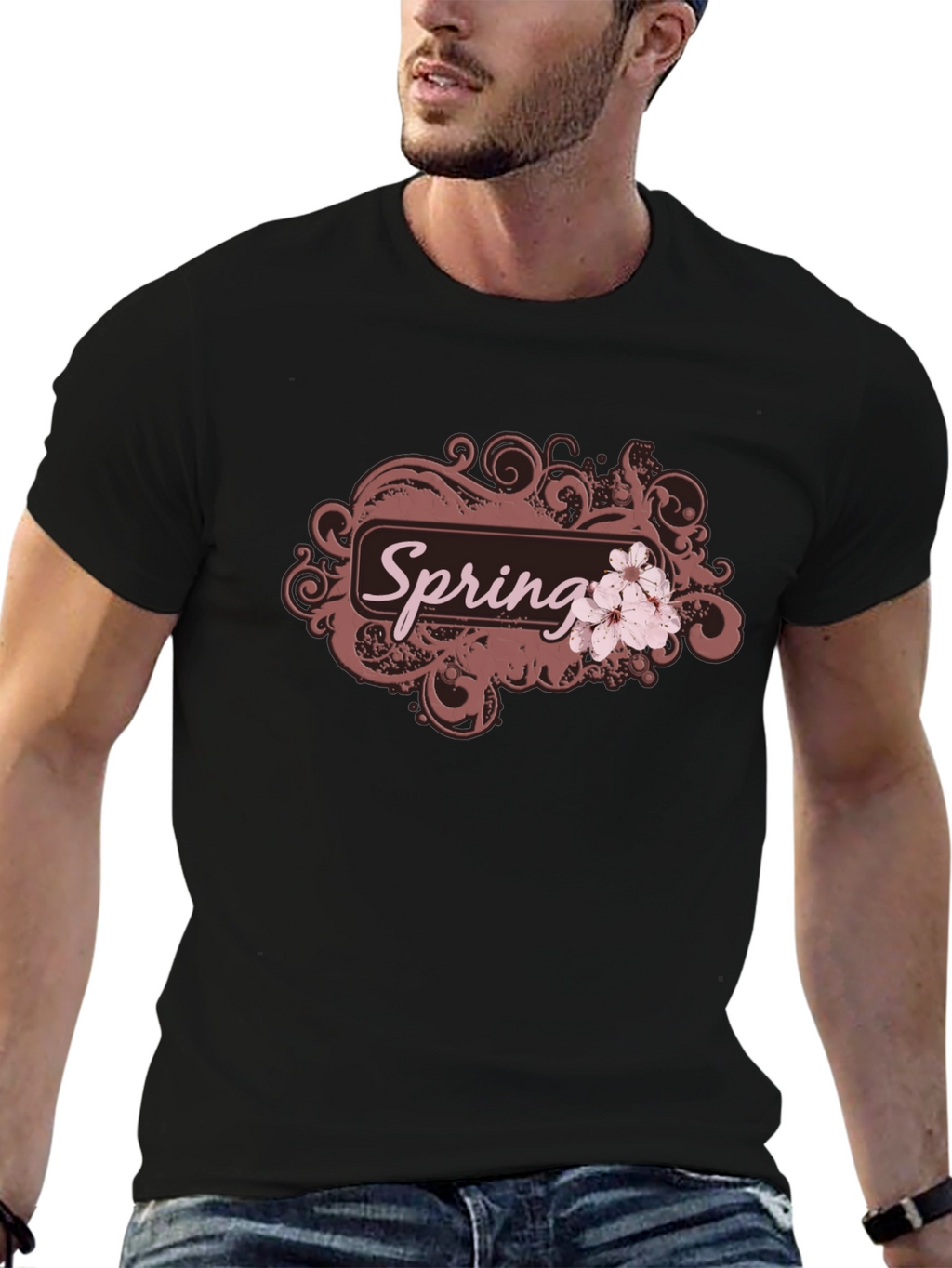 Spring Blossom Graphic Tee - Black