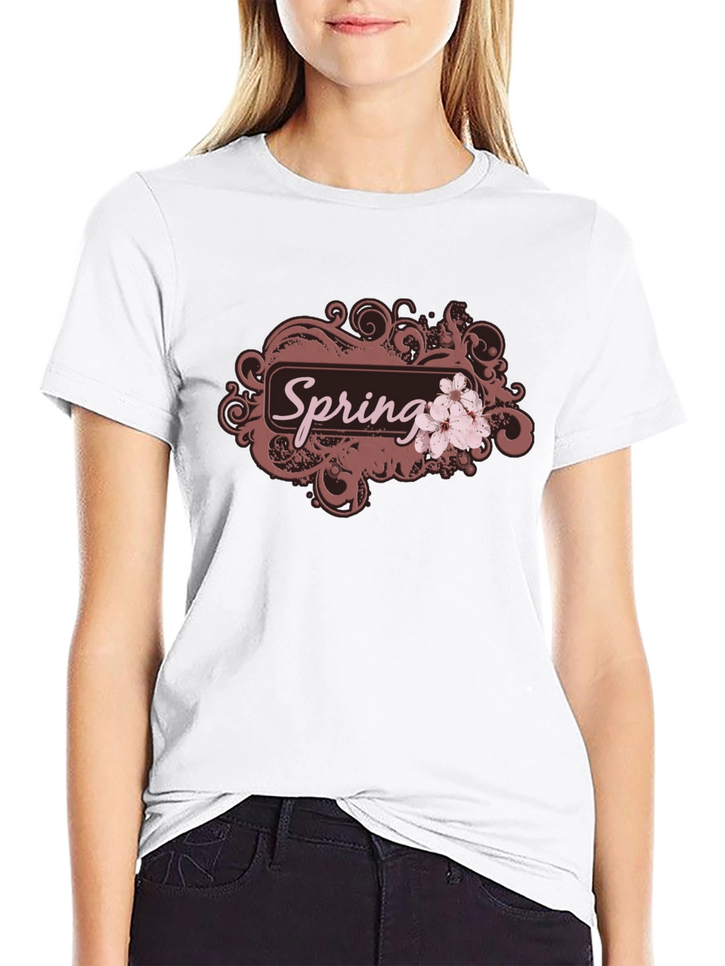 Spring Blossom Graphic Tee - Black