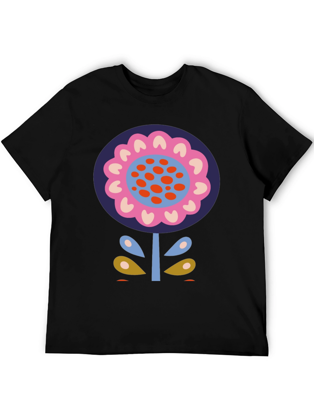 Bold Floral Graphic Print Black T-Shirt