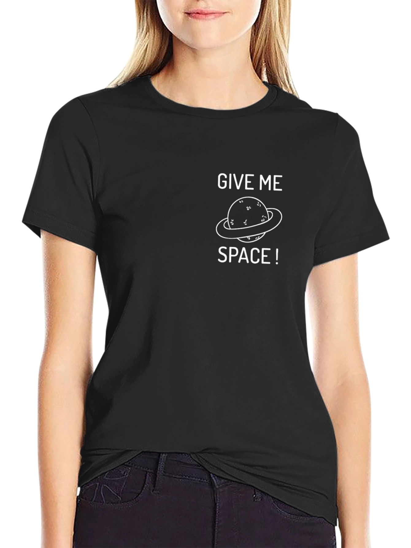 Give Me Space T-Shirt - Black Cotton Graphic Tee