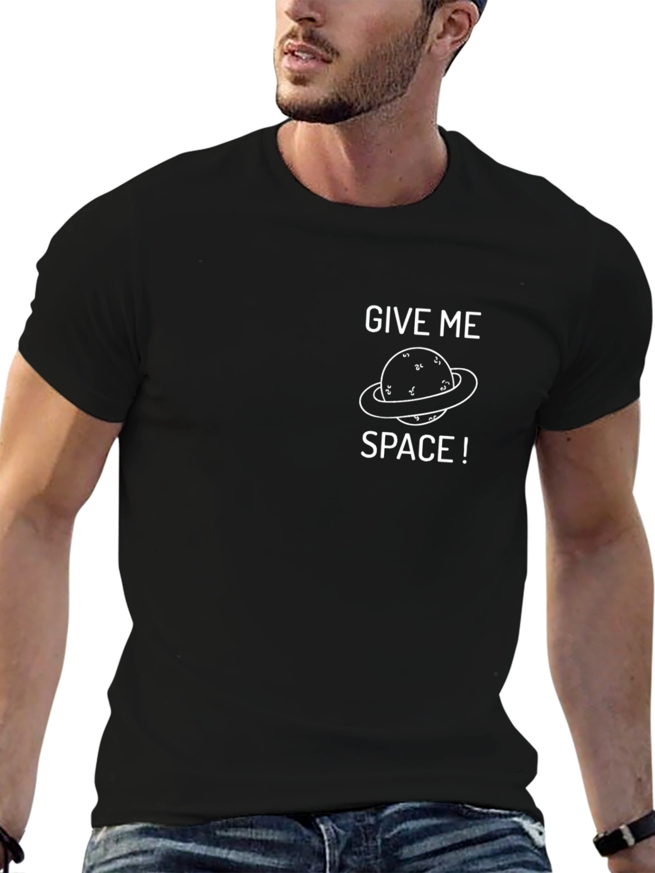 Give Me Space T-Shirt - Black Cotton Graphic Tee