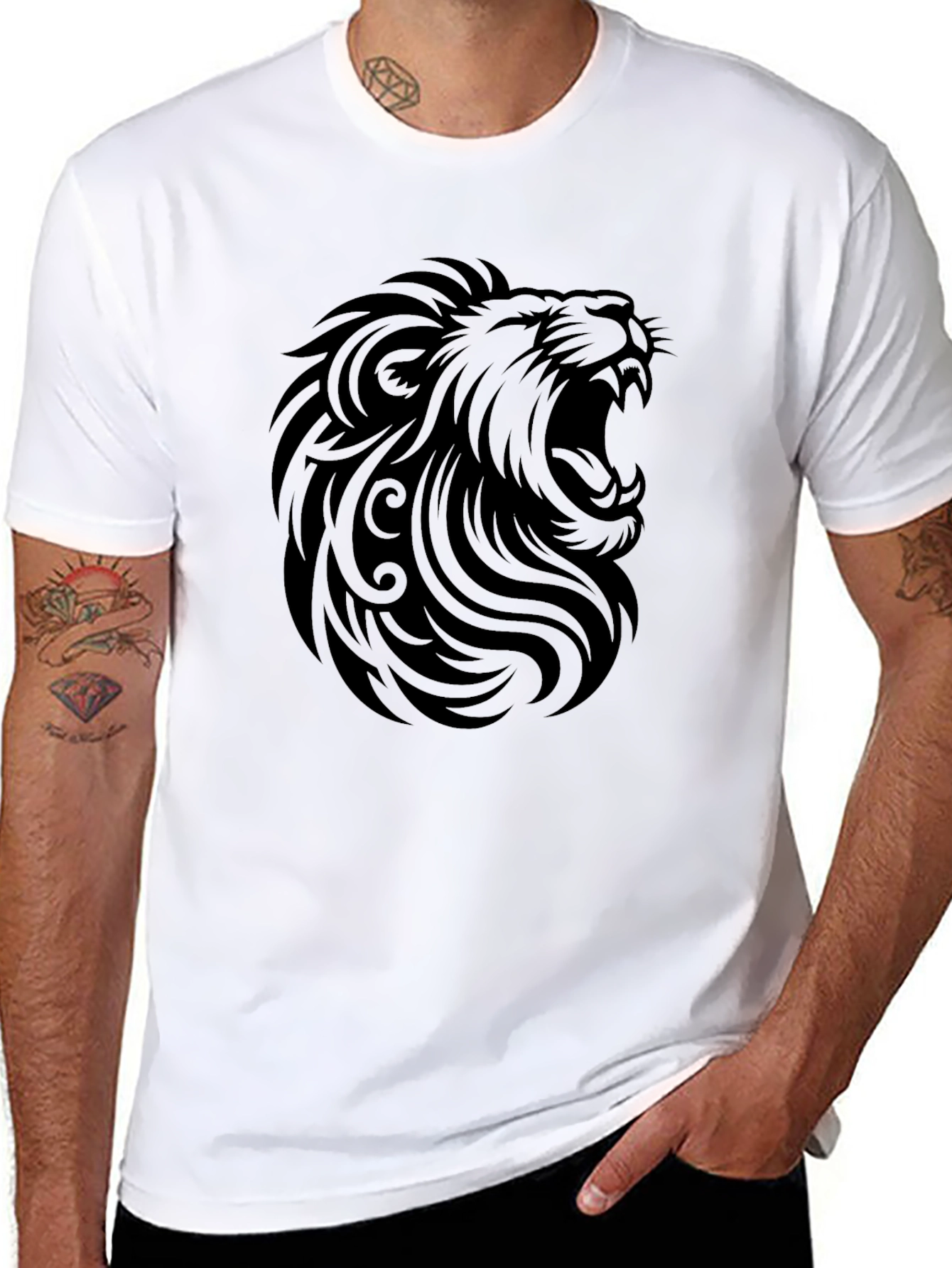Roaring Lion Graphic Print Black T-Shirt