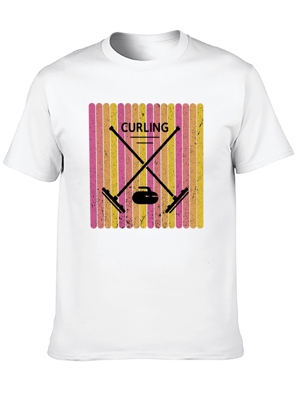 Retro Curling T-Shirt - Black Sports Graphic Tee
