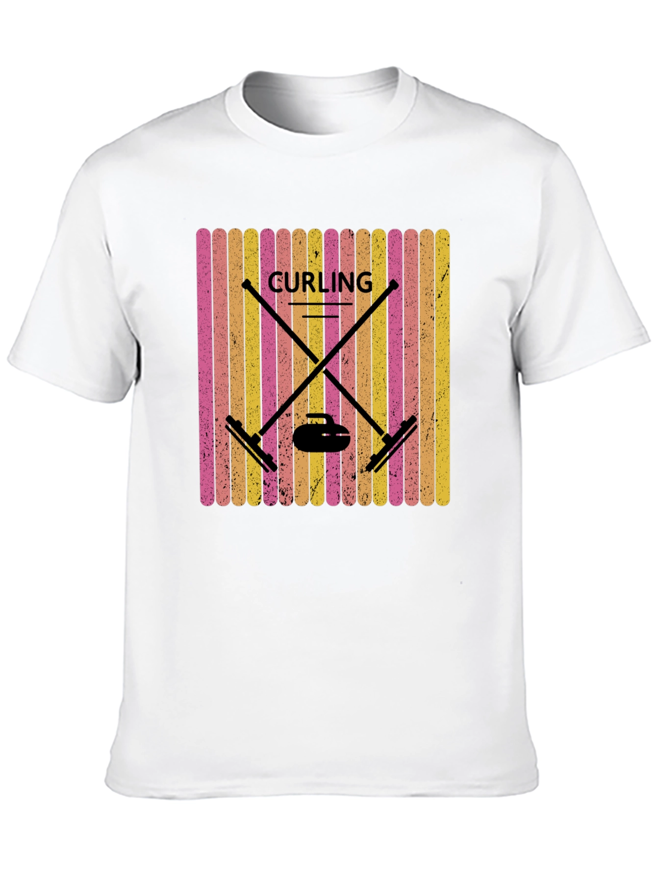 Retro Curling T-Shirt - Black Sports Graphic Tee