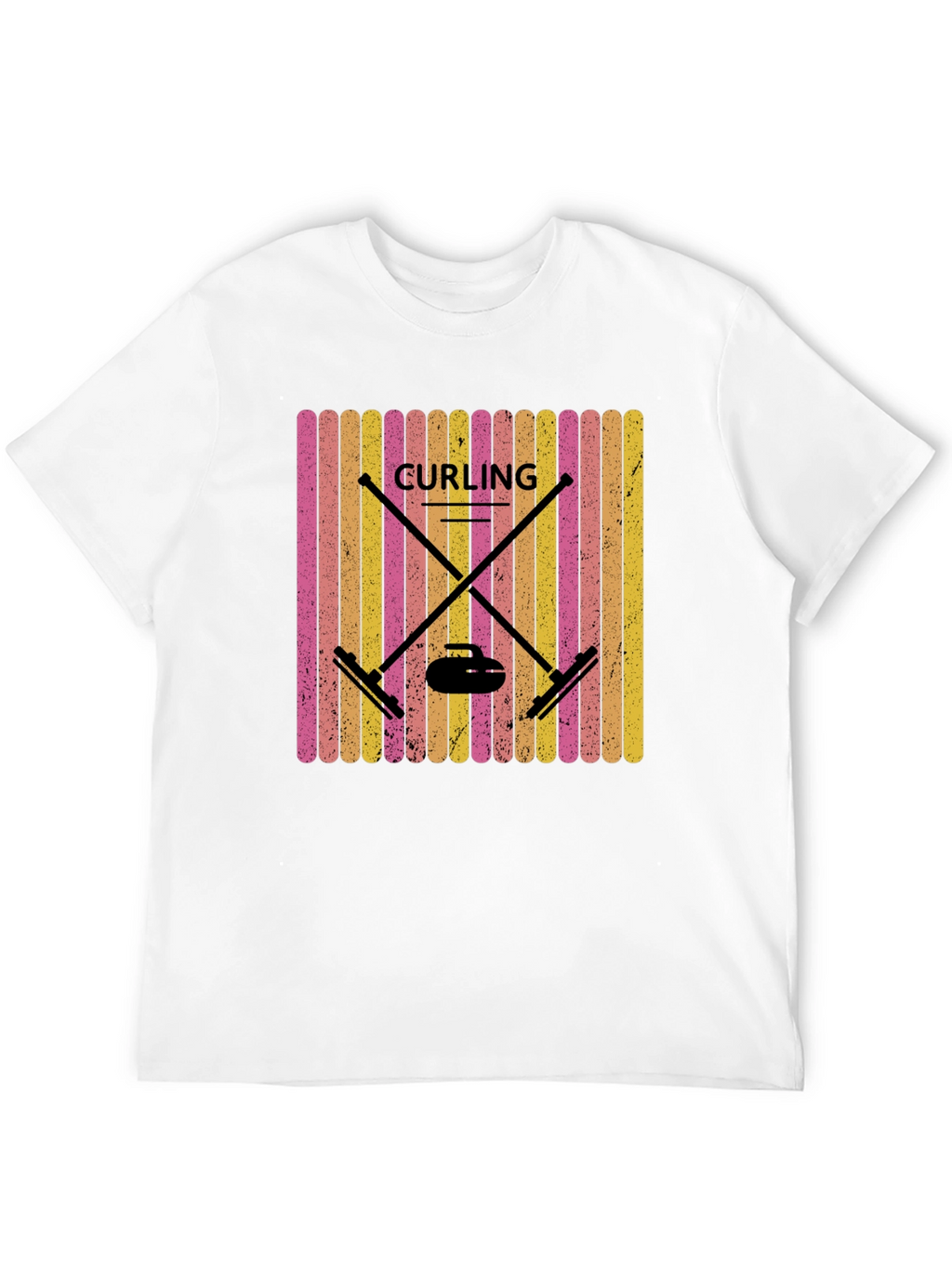 Retro Curling T-Shirt - Black Sports Graphic Tee