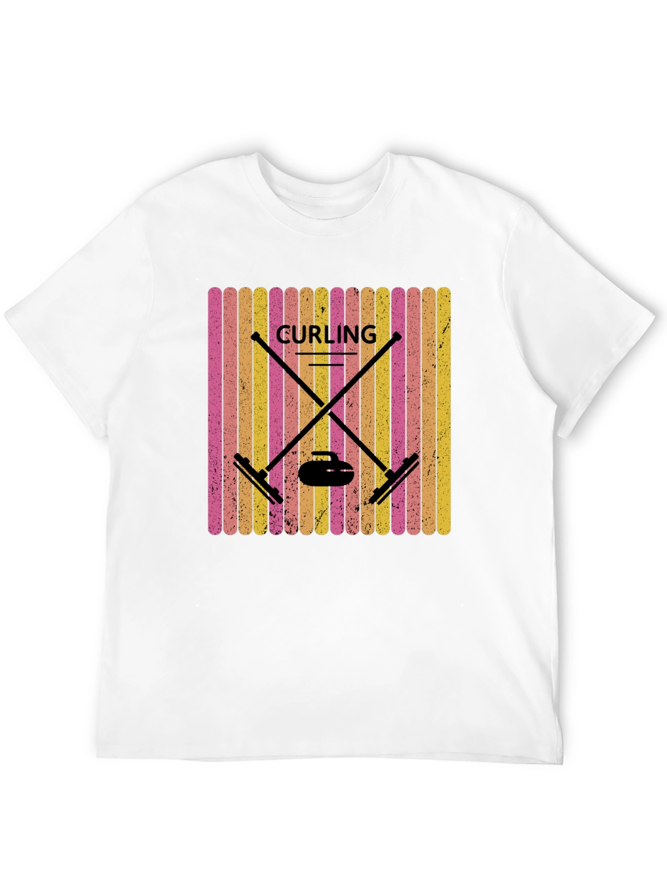 Retro Curling T-Shirt - Black Sports Graphic Tee