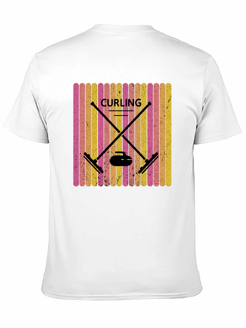 Retro Curling T-Shirt - Black Sports Graphic Tee
