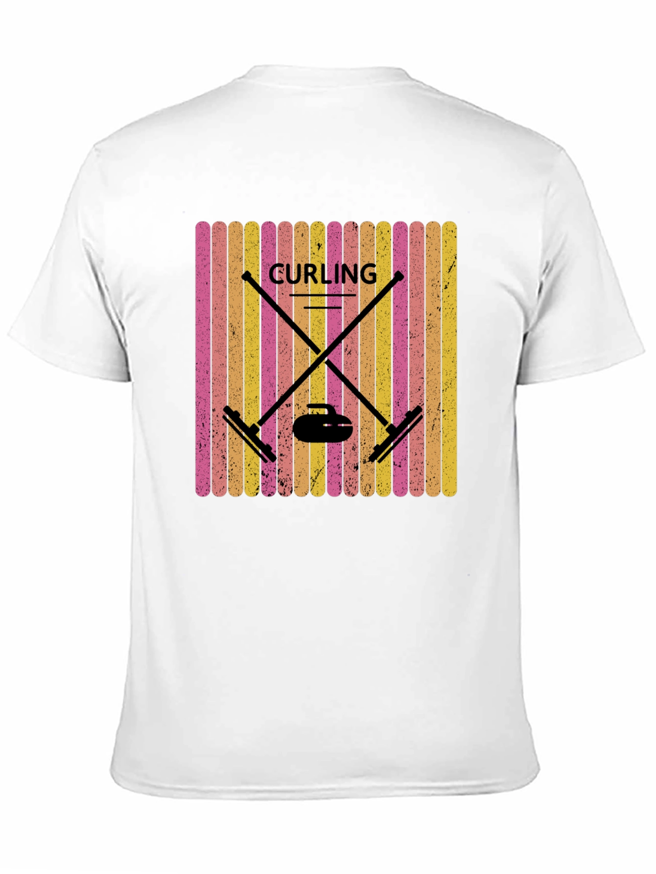 Retro Curling T-Shirt - Black Sports Graphic Tee