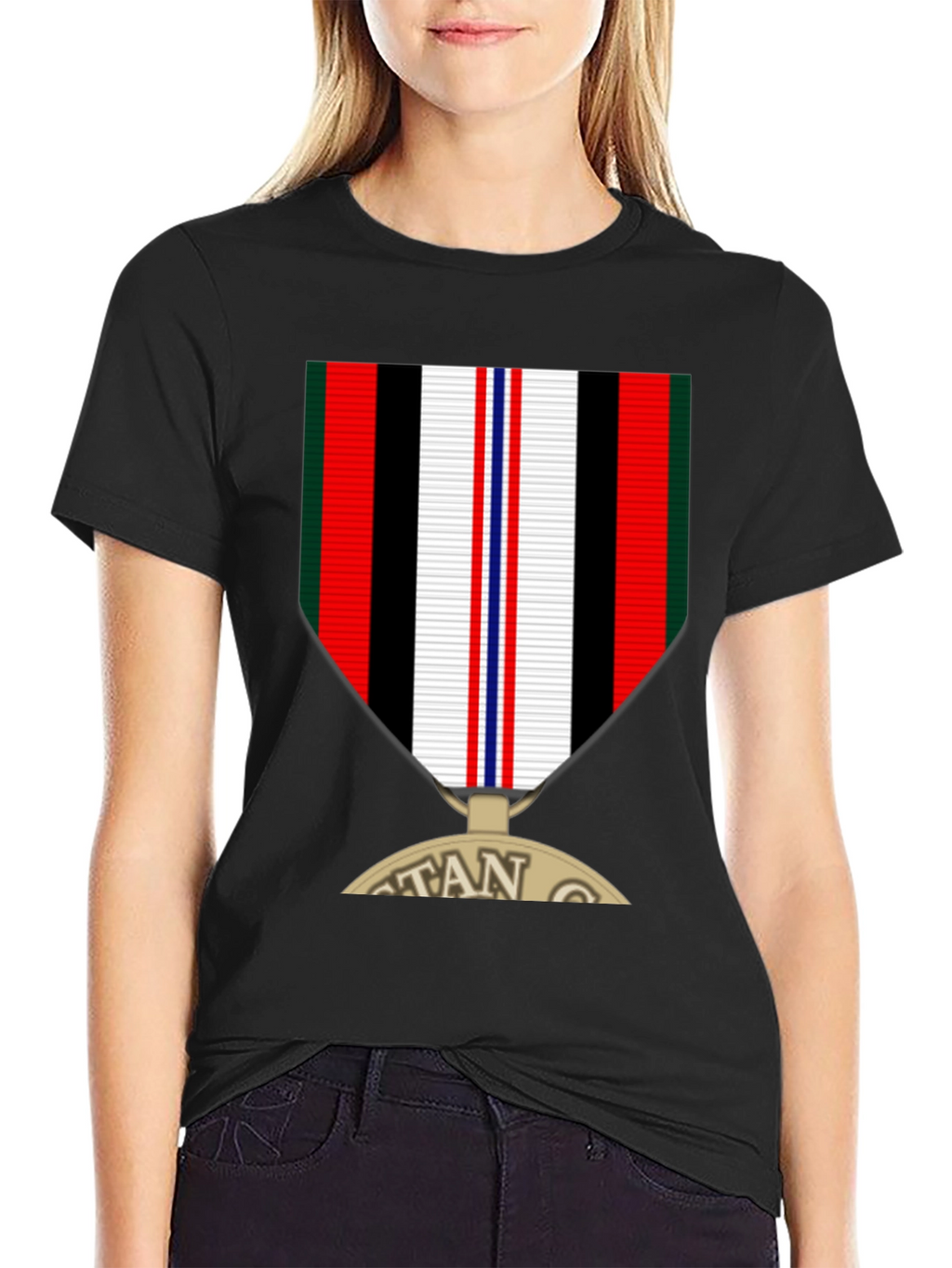 Veteran Medal Graphic Tee - Black Crew Neck T-Shirt