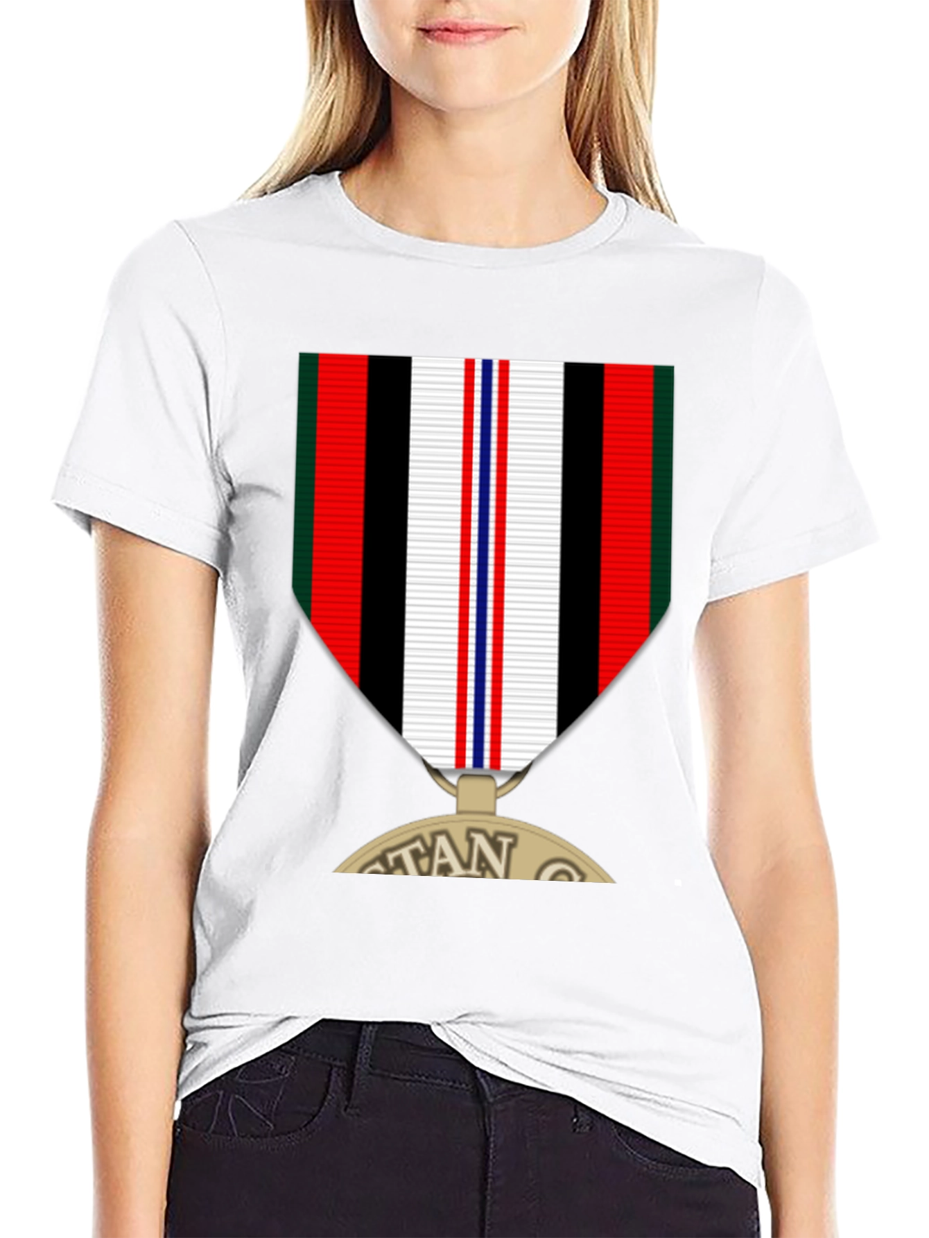 Veteran Medal Graphic Tee - Black Crew Neck T-Shirt