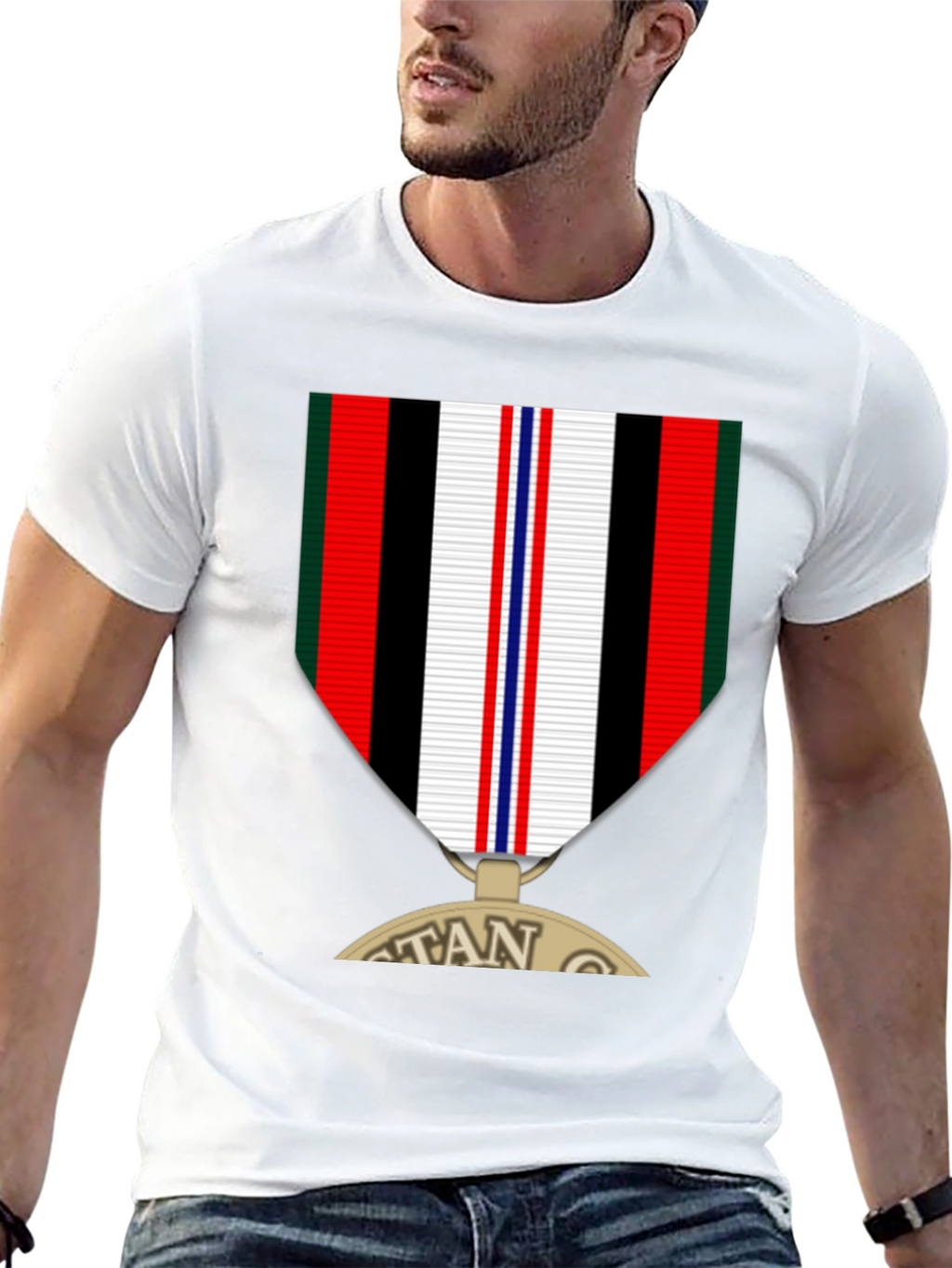 Veteran Medal Graphic Tee - Black Crew Neck T-Shirt