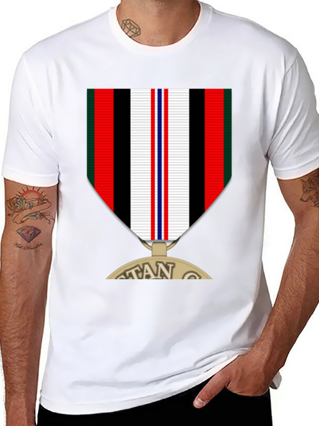 Veteran Medal Graphic Tee - Black Crew Neck T-Shirt