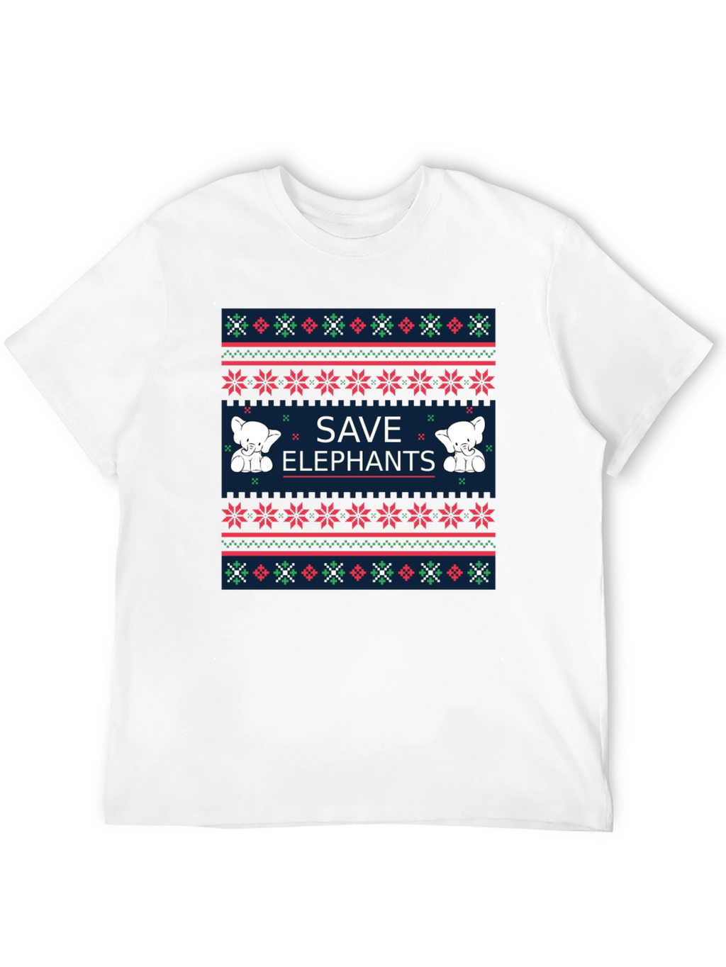 Save Elephants Graphic Tee - Ugly Christmas Sweater Style