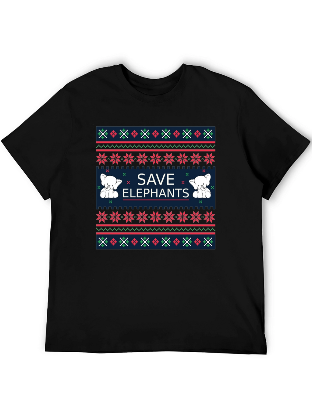 Save Elephants Graphic Tee - Ugly Christmas Sweater Style