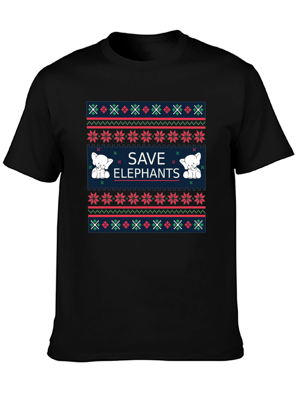 Save Elephants Graphic Tee - Ugly Christmas Sweater Style