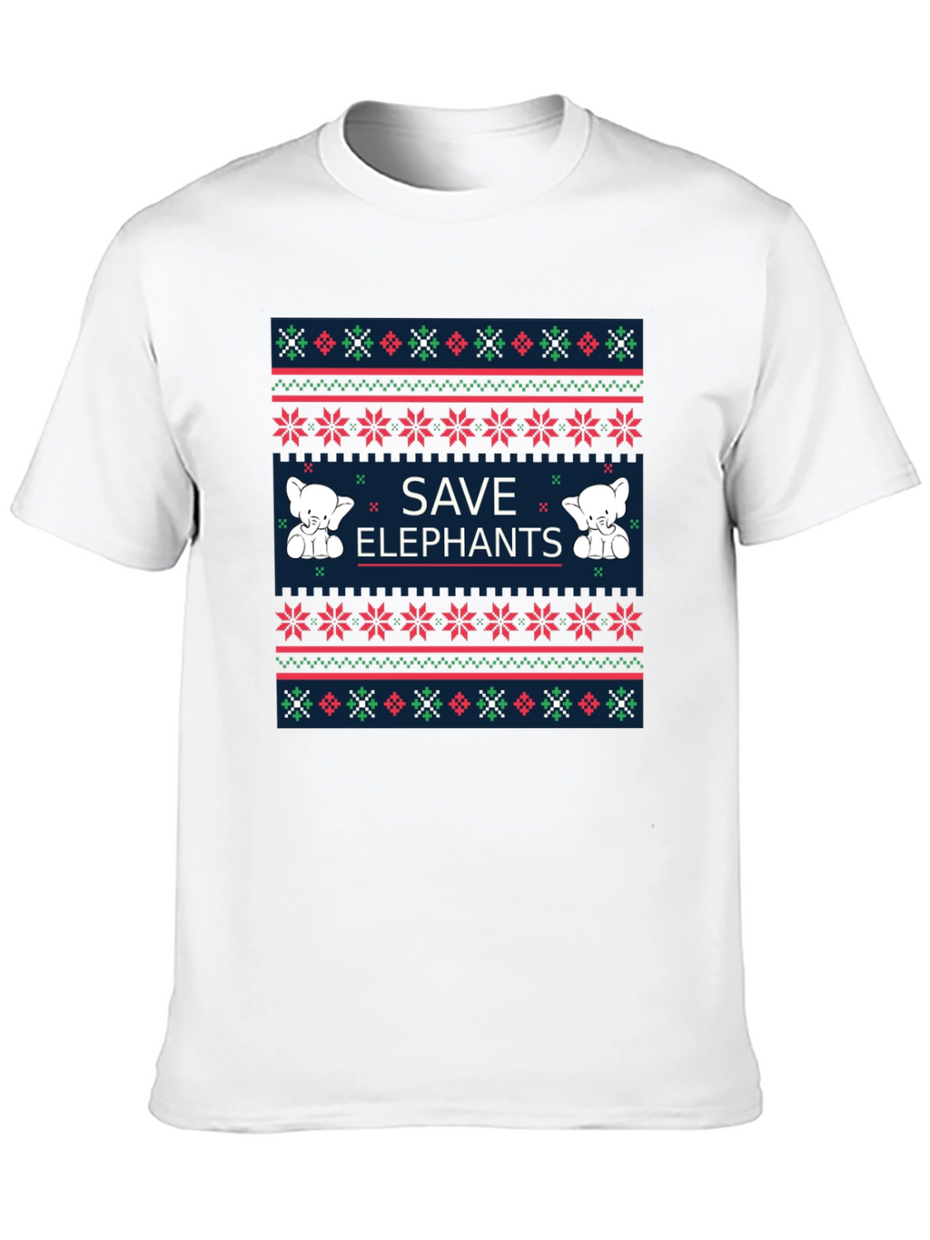 Save Elephants Graphic Tee - Ugly Christmas Sweater Style