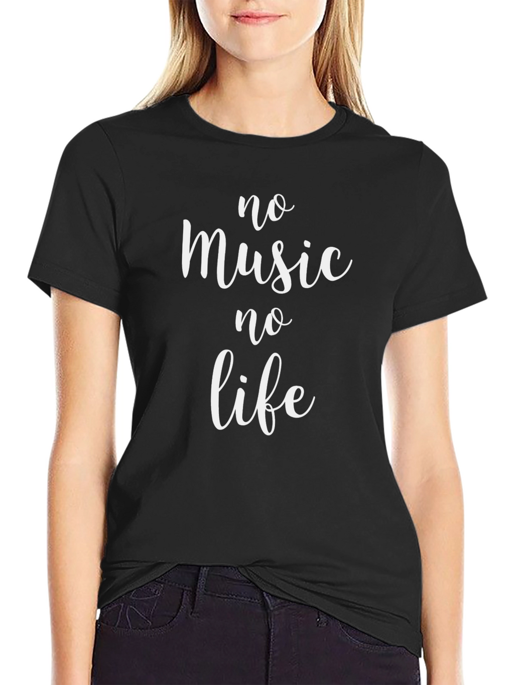 No Music No Life Black T-Shirt