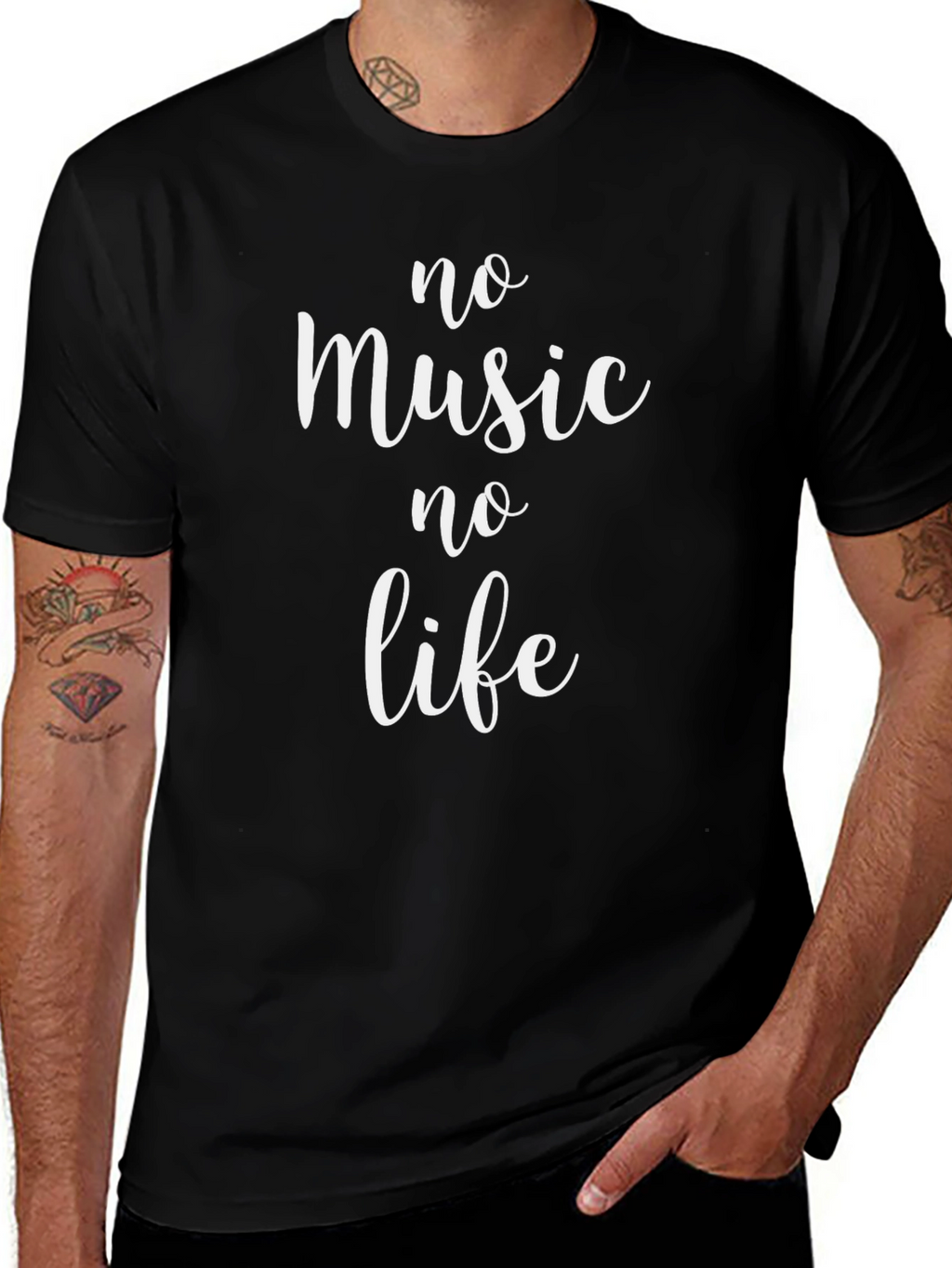 No Music No Life Black T-Shirt