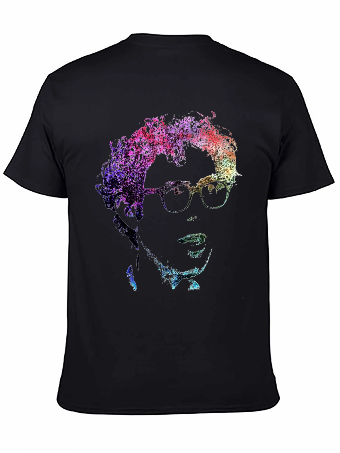 Abstract Portrait Graphic Tee - Soft Black Cotton Casual Shirt