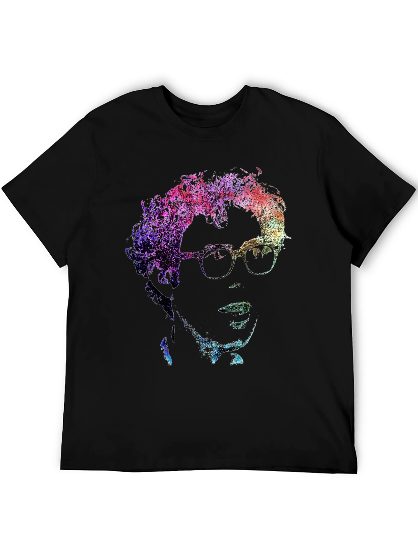 Abstract Portrait Graphic Tee - Soft Black Cotton Casual Shirt