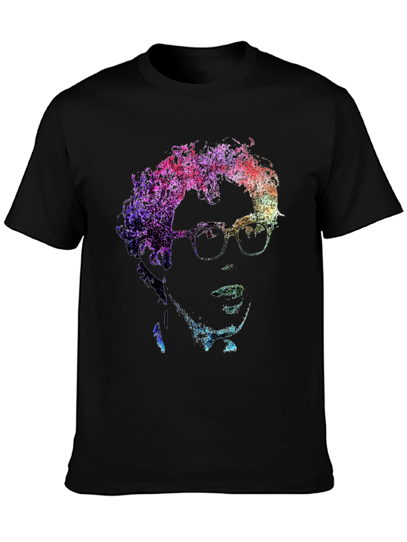 Abstract Portrait Graphic Tee - Soft Black Cotton Casual Shirt