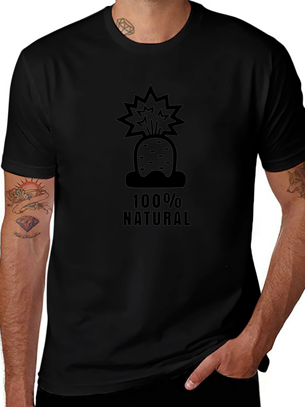 100% Natural Carrot T-Shirt - Black