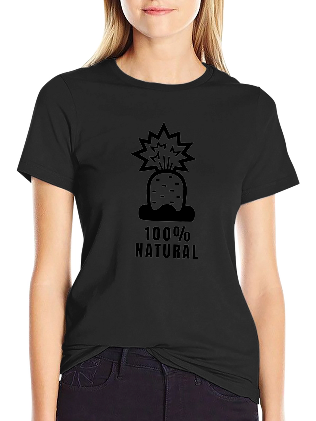 100% Natural Carrot T-Shirt - Black
