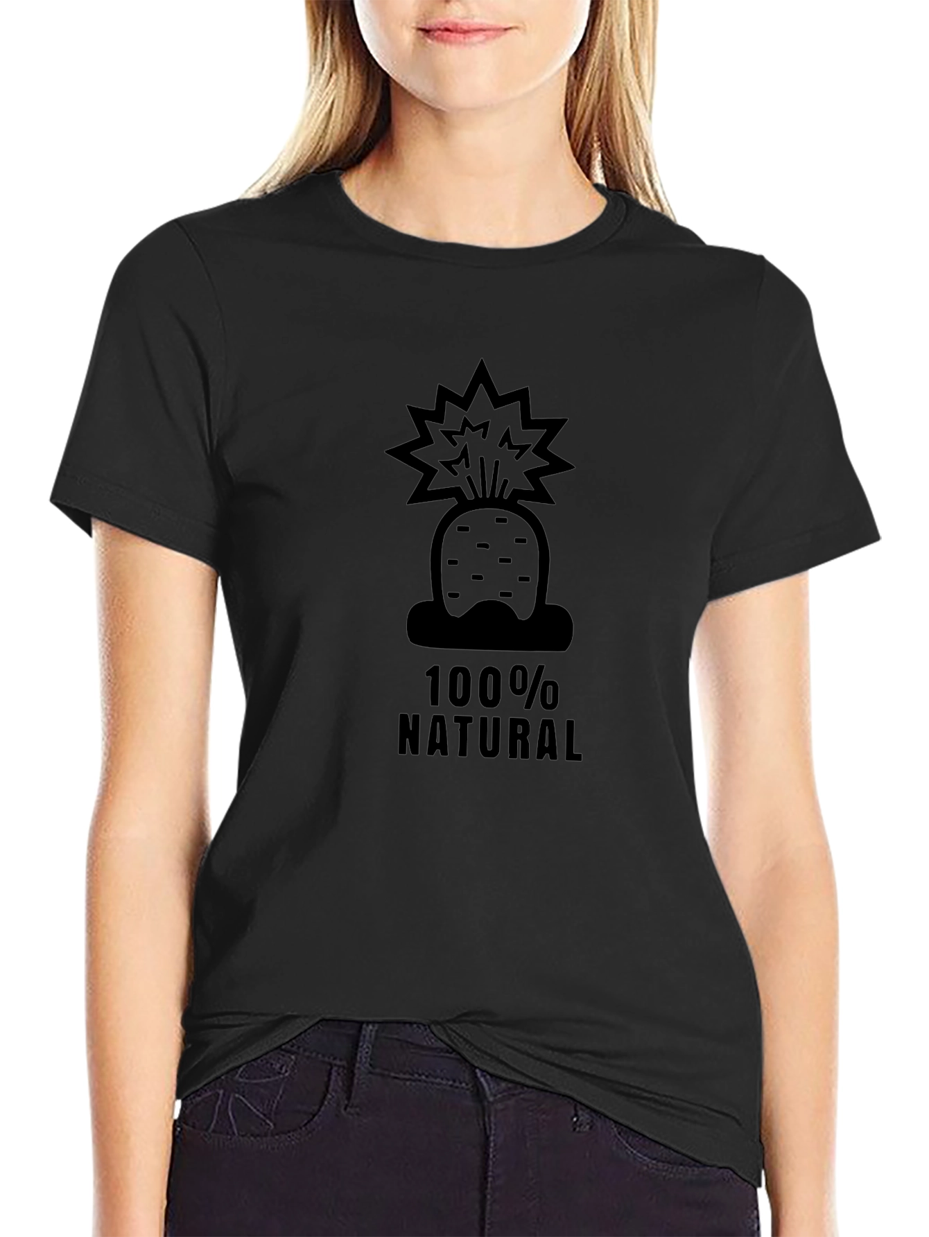 100% Natural Carrot T-Shirt - Black