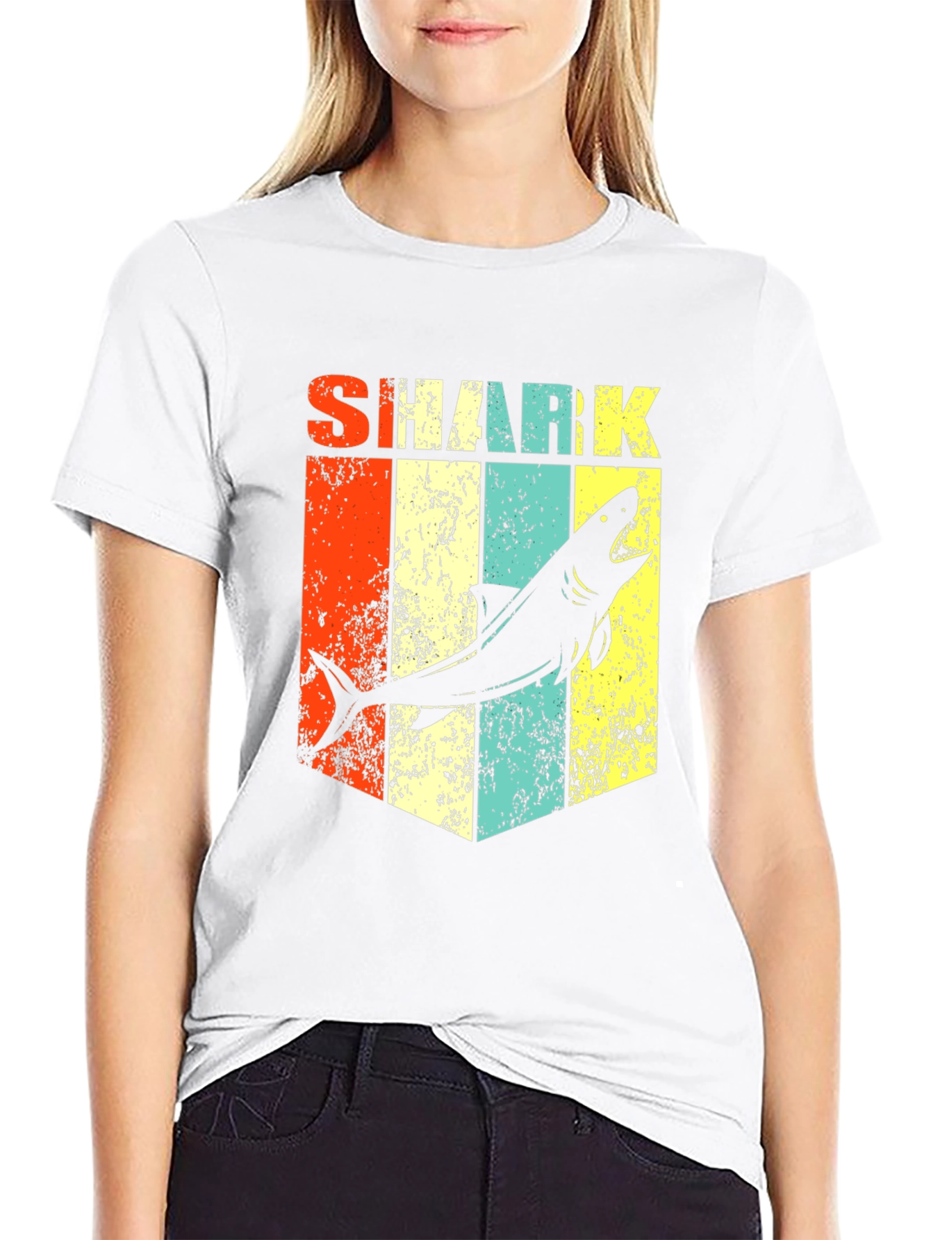 Retro Shark Graphic Tee - Stylish Mens Black T-Shirt