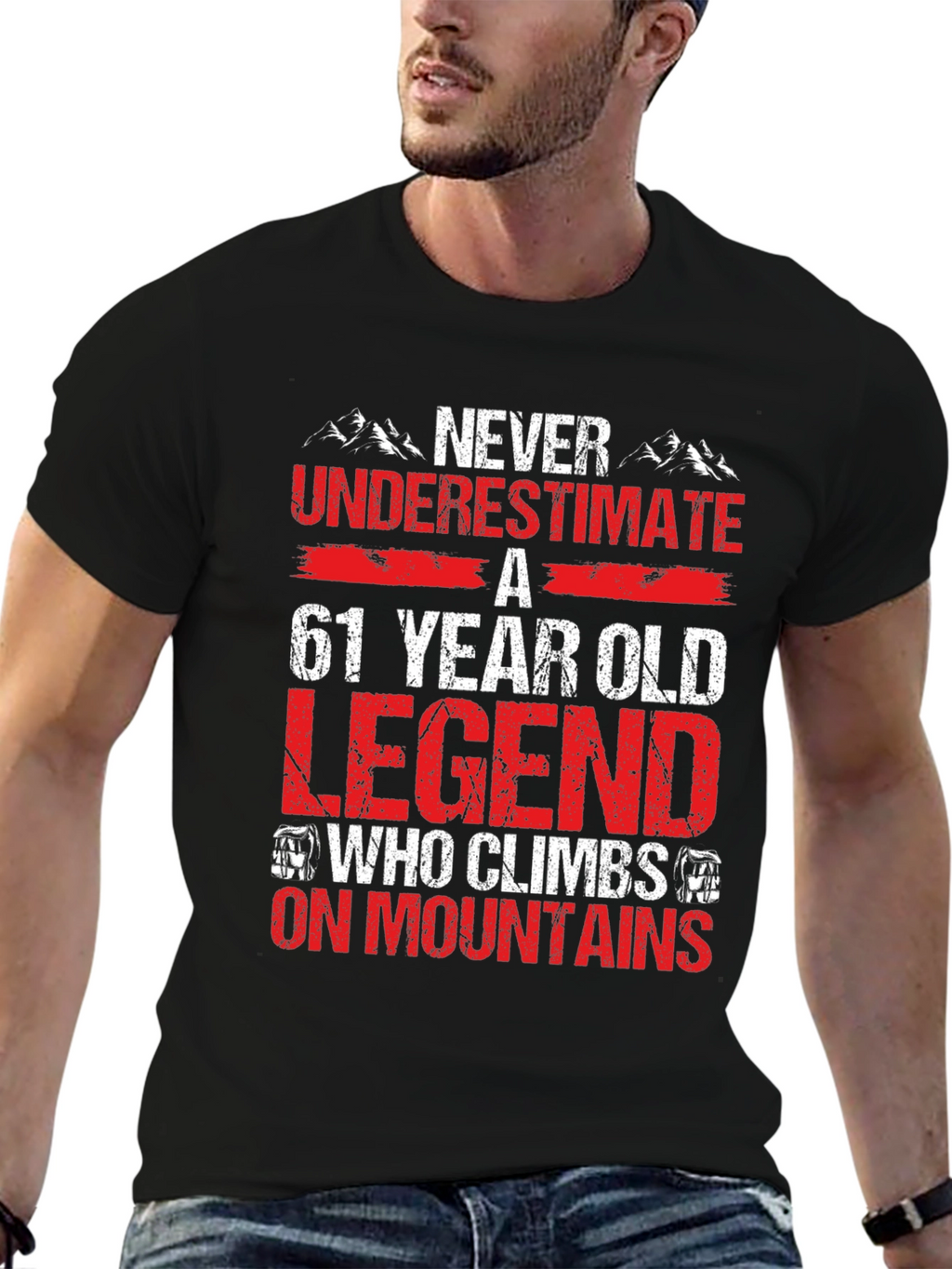 61 Year Old Legend Mountain Climber Graphic T-Shirt