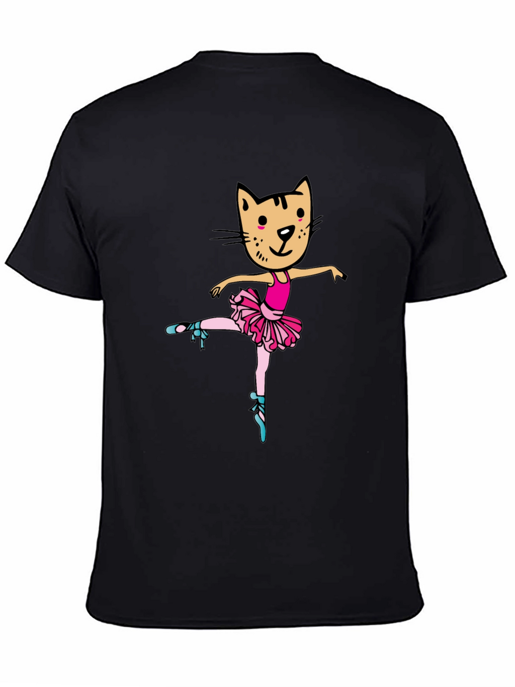 Cat Ballerina Graphic Tee - Black Unisex T-Shirt