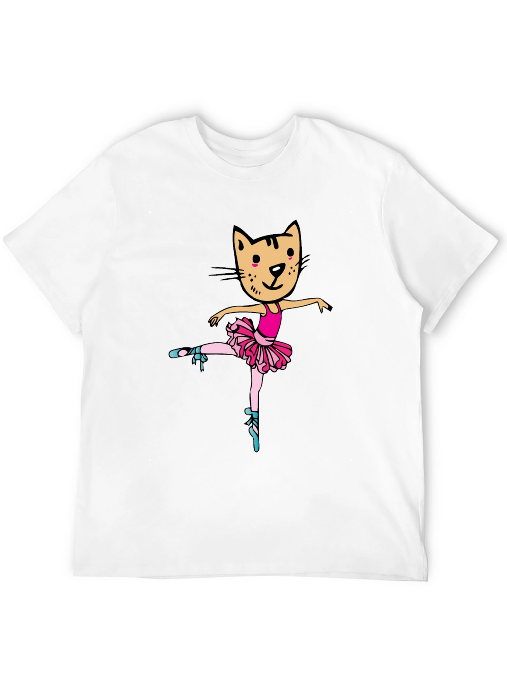 Cat Ballerina Graphic Tee - Black Unisex T-Shirt