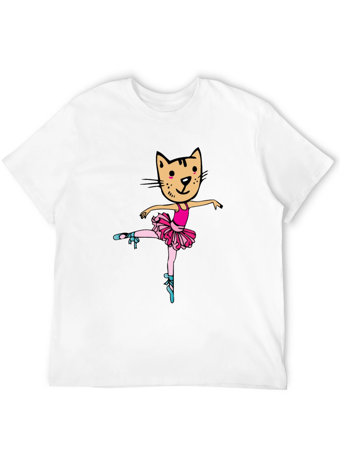 Cat Ballerina Graphic Tee - Black Unisex T-Shirt