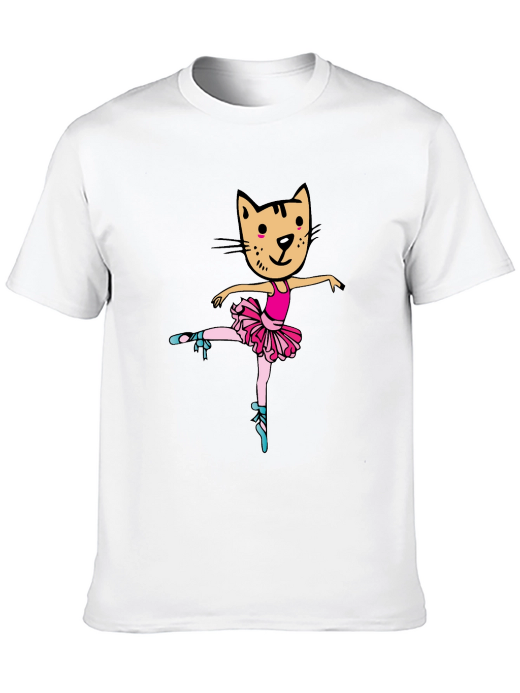 Cat Ballerina Graphic Tee - Black Unisex T-Shirt