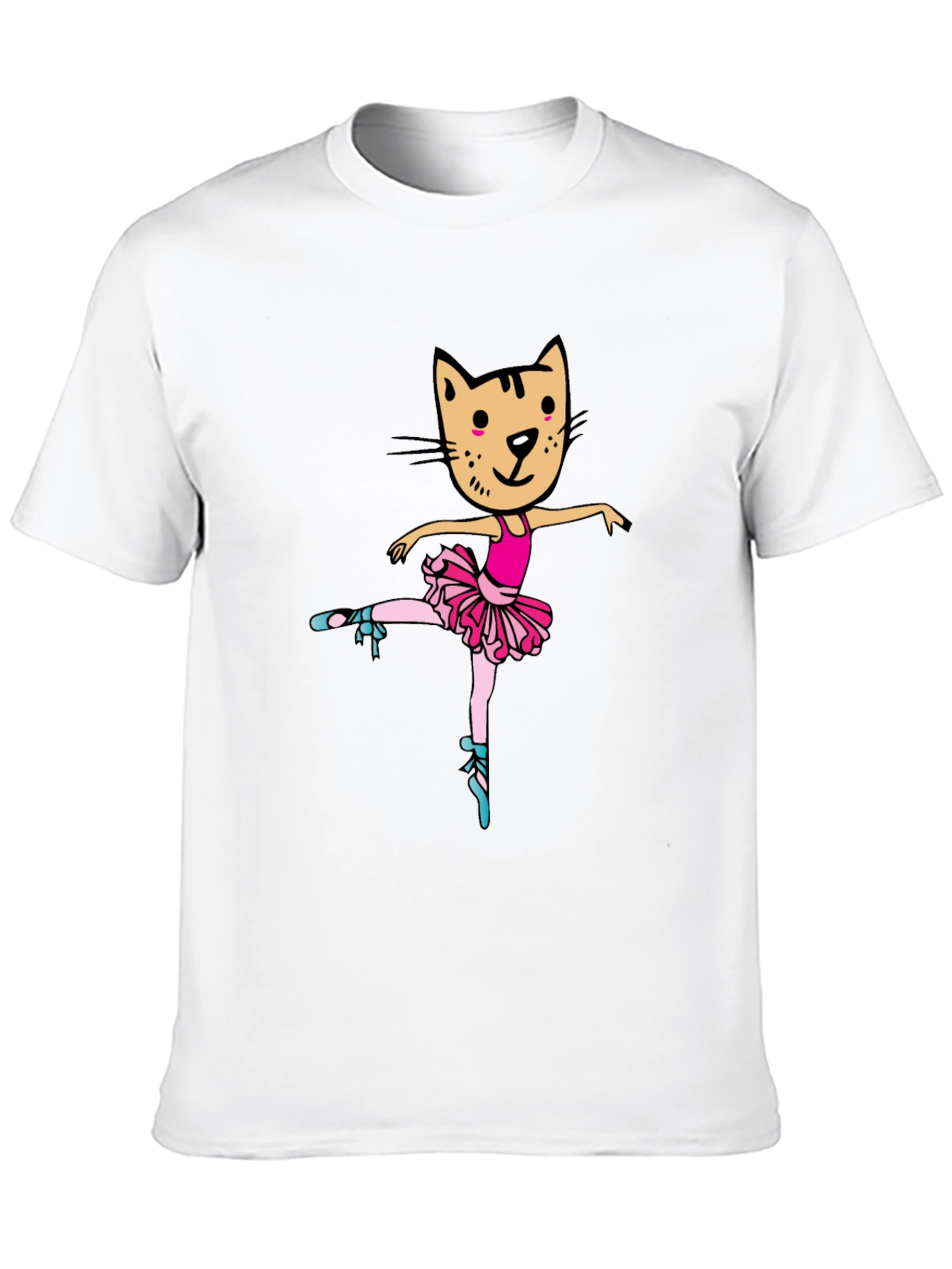 Cat Ballerina Graphic Tee - Black Unisex T-Shirt