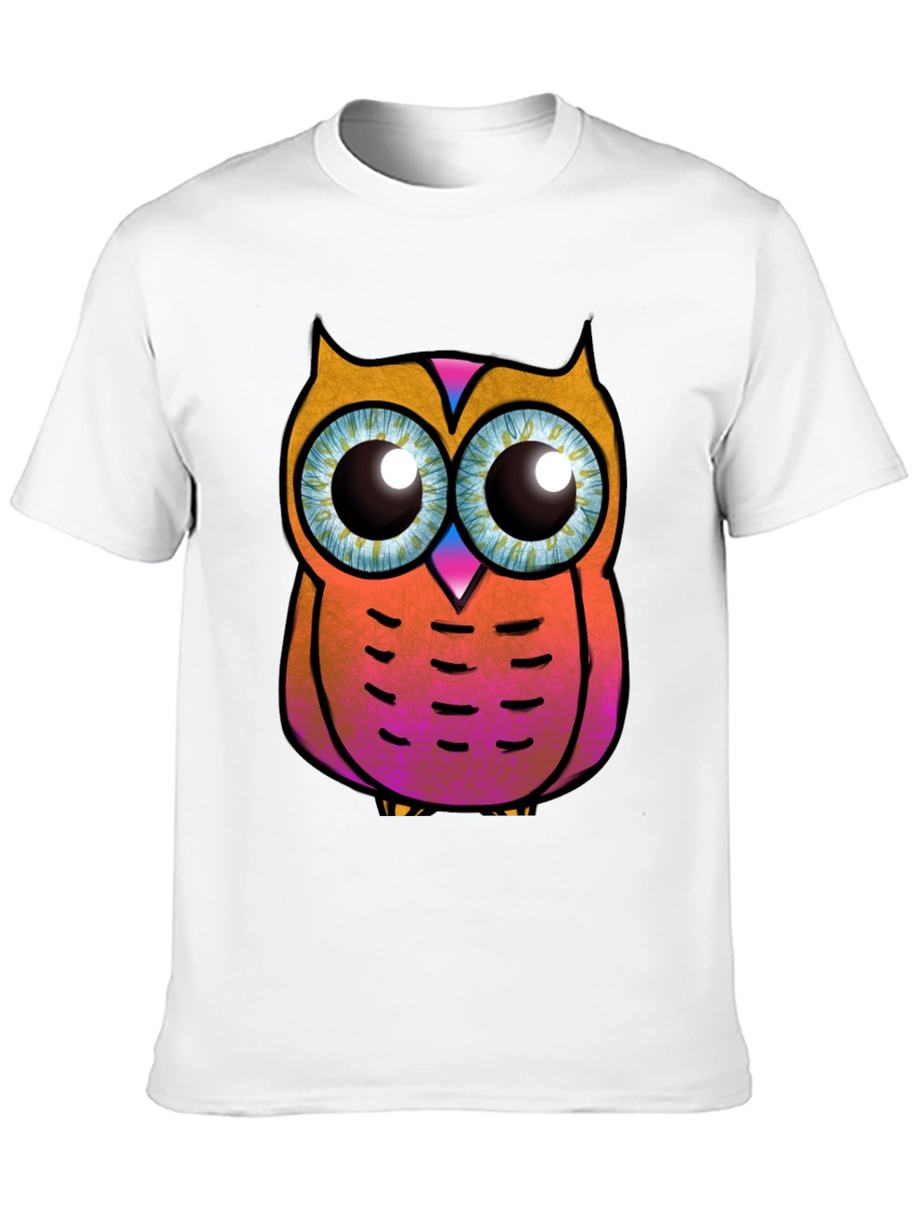 Funky Owl Graphic Tee - Black Cotton T-Shirt
