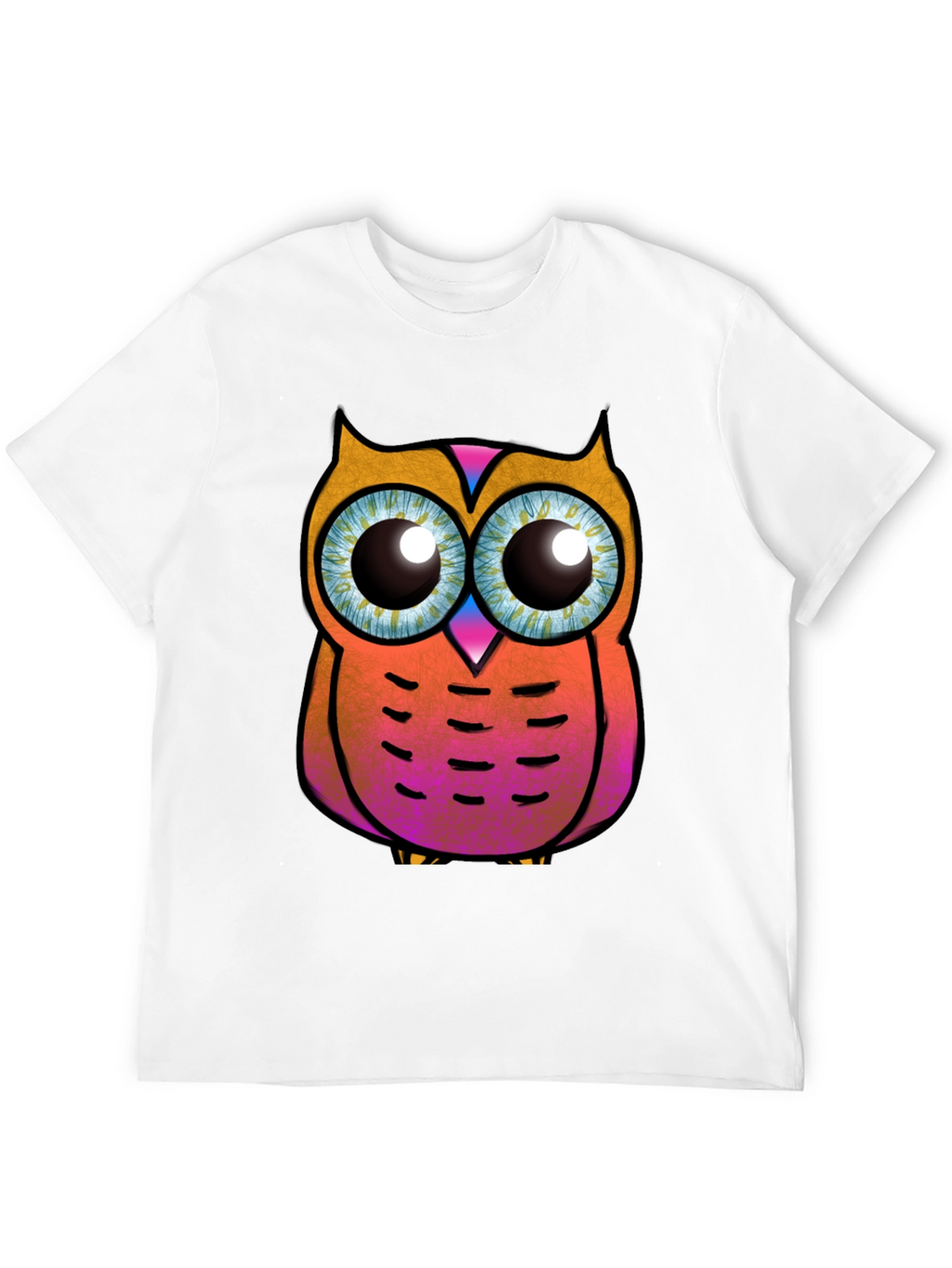 Funky Owl Graphic Tee - Black Cotton T-Shirt