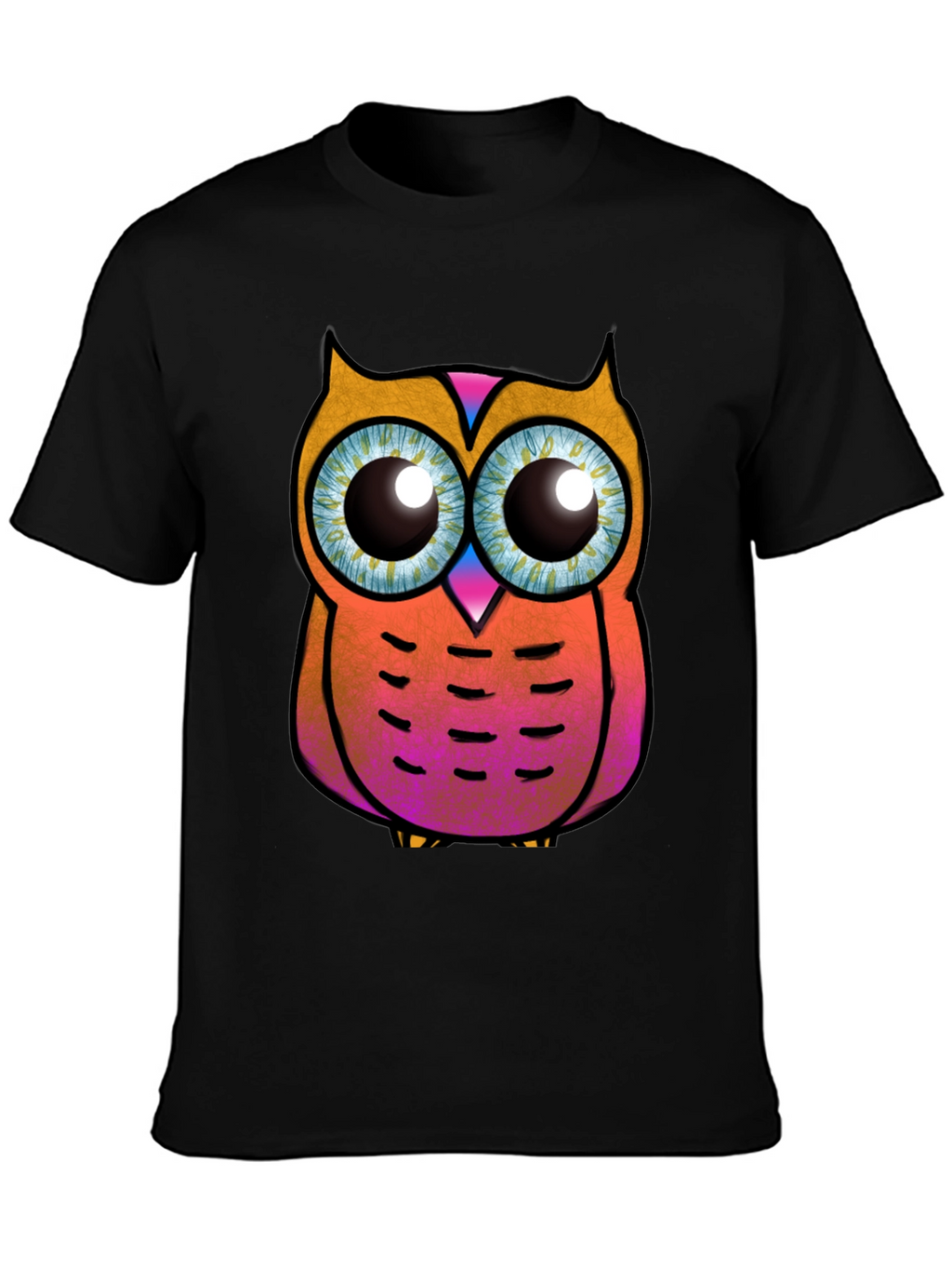 Funky Owl Graphic Tee - Black Cotton T-Shirt