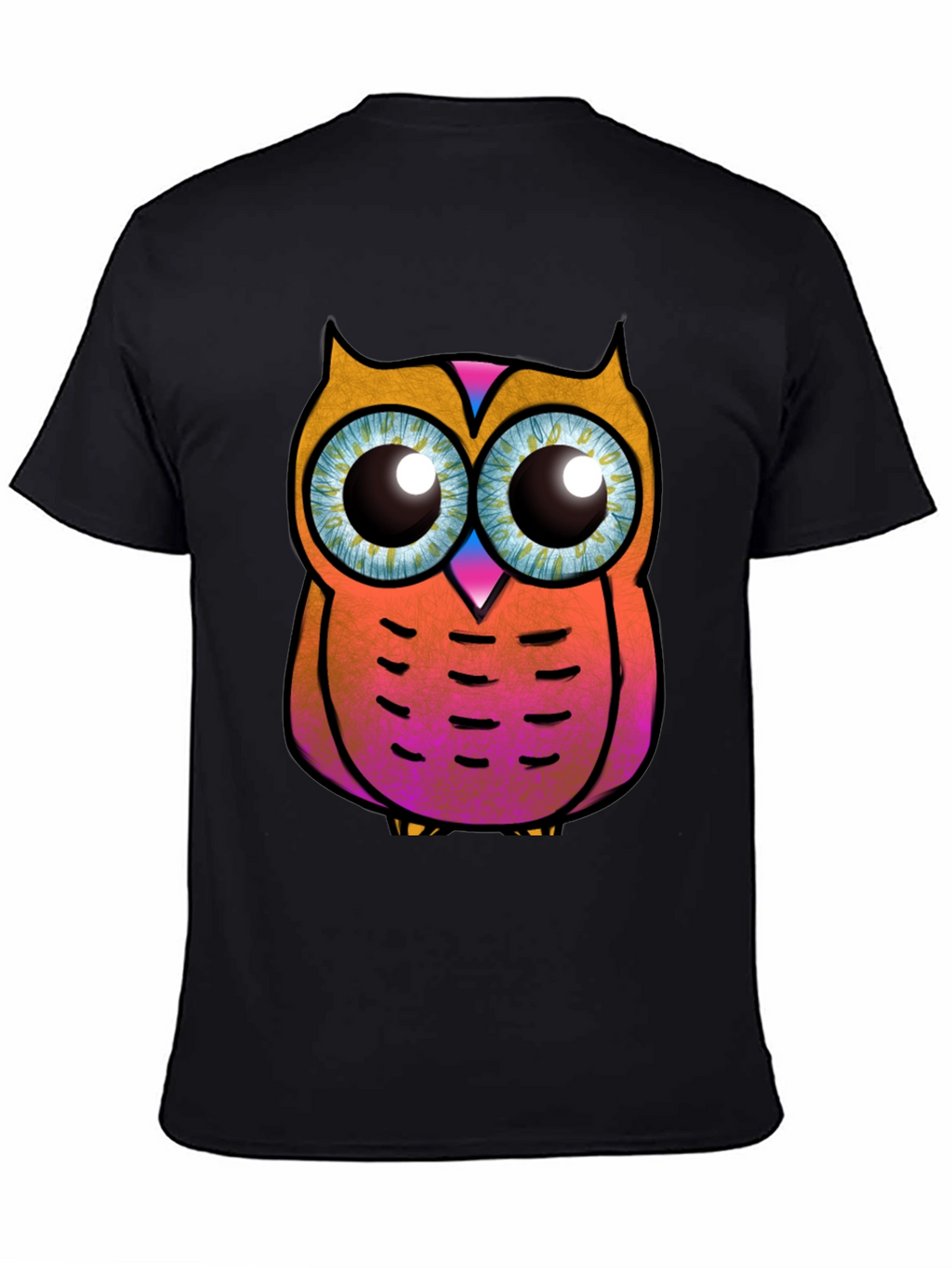 Funky Owl Graphic Tee - Black Cotton T-Shirt
