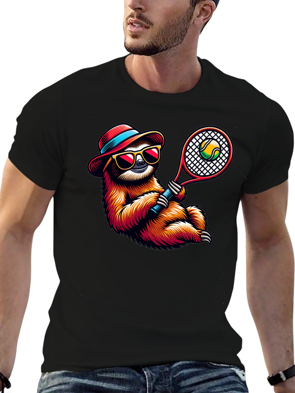 Tennis Sloth Graphic Tee - Cool & Casual!
