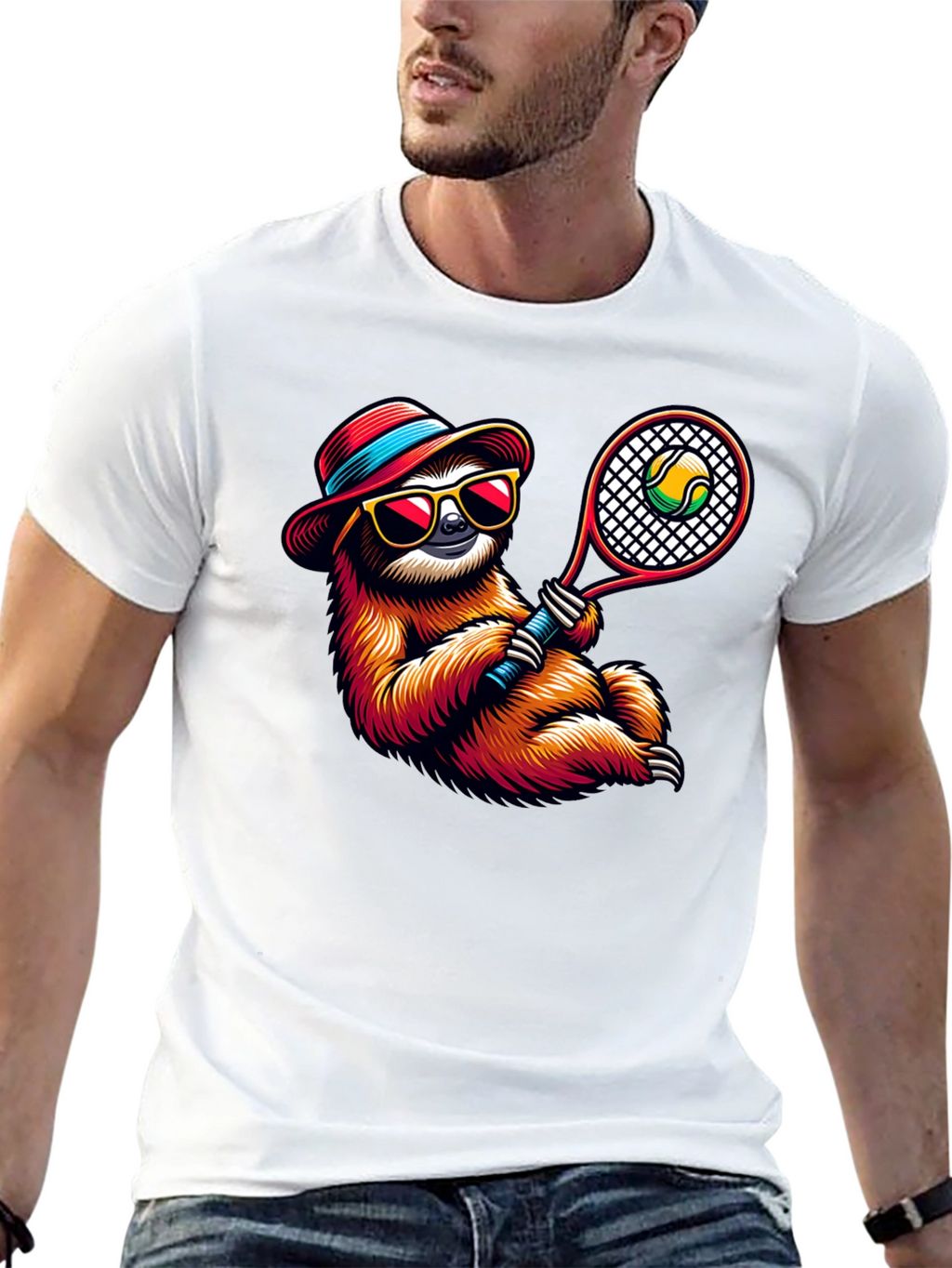 Tennis Sloth Graphic Tee - Cool & Casual!