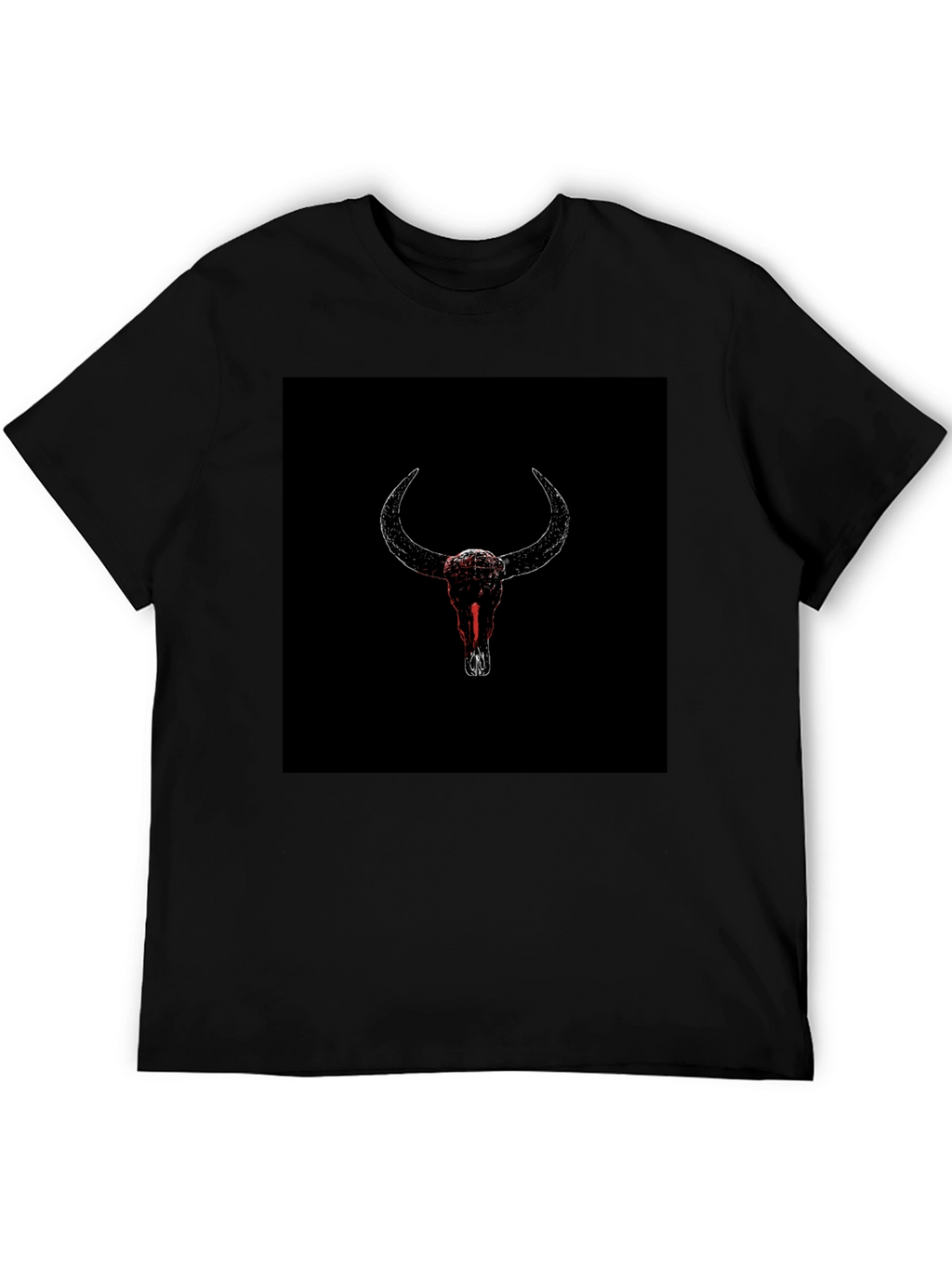 Black T-Shirt with Bull Skull Graphic