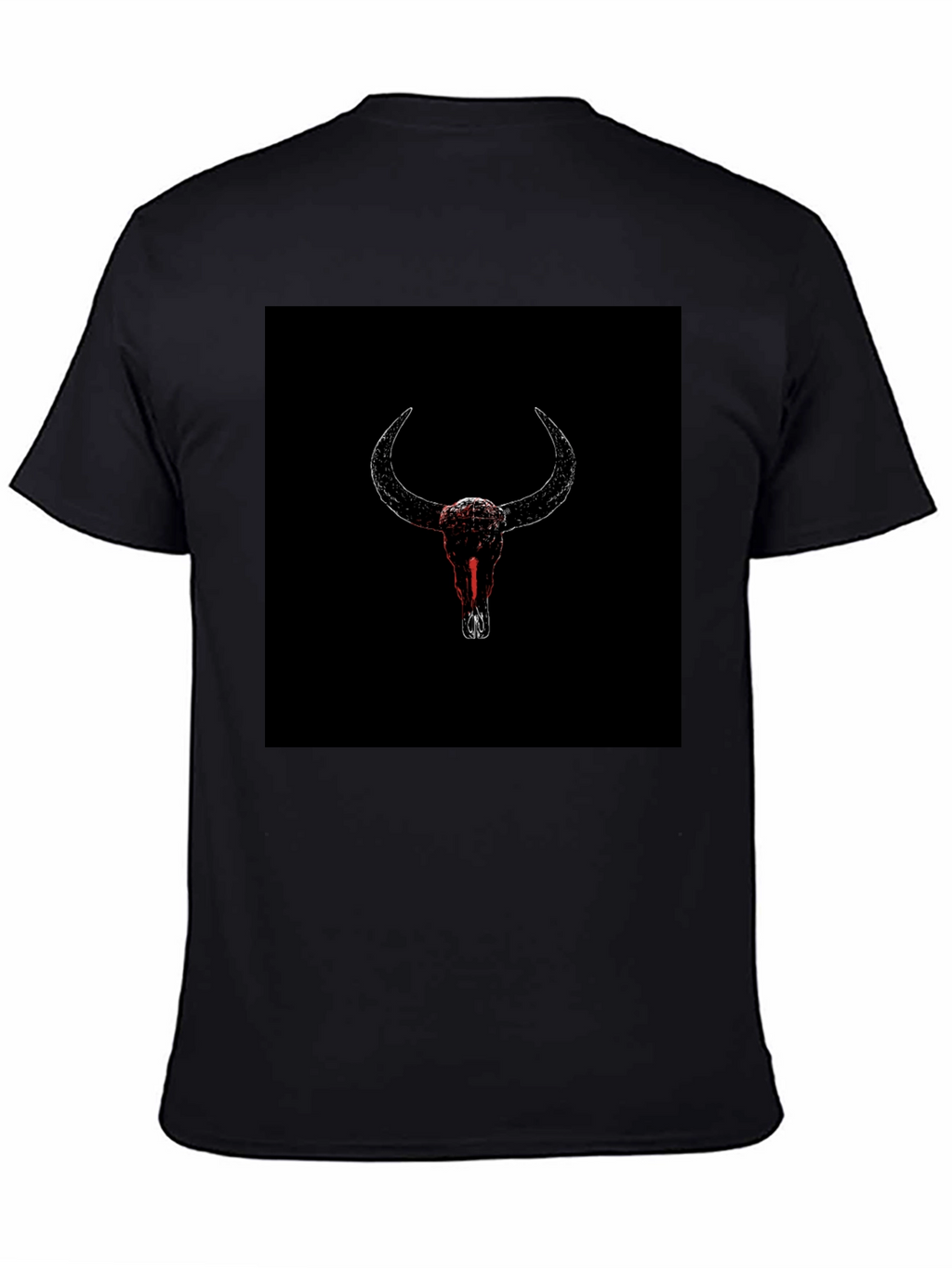 Black T-Shirt with Bull Skull Graphic